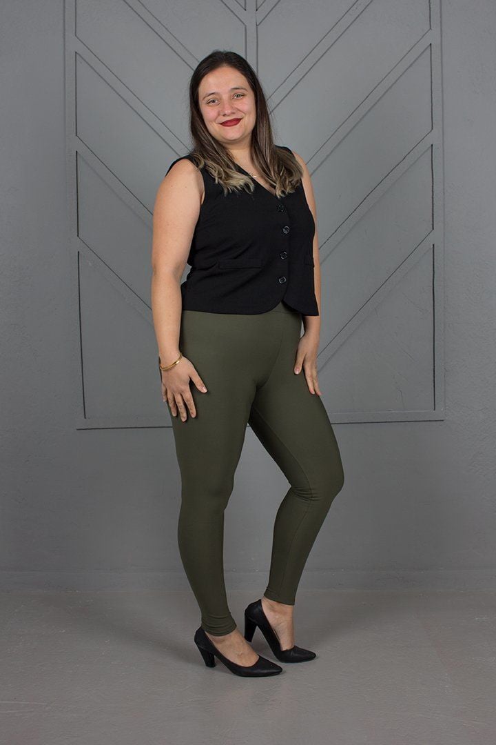 Büyük Beden Yüksek Bel Dalgıç İçi Şardonlu Tayt