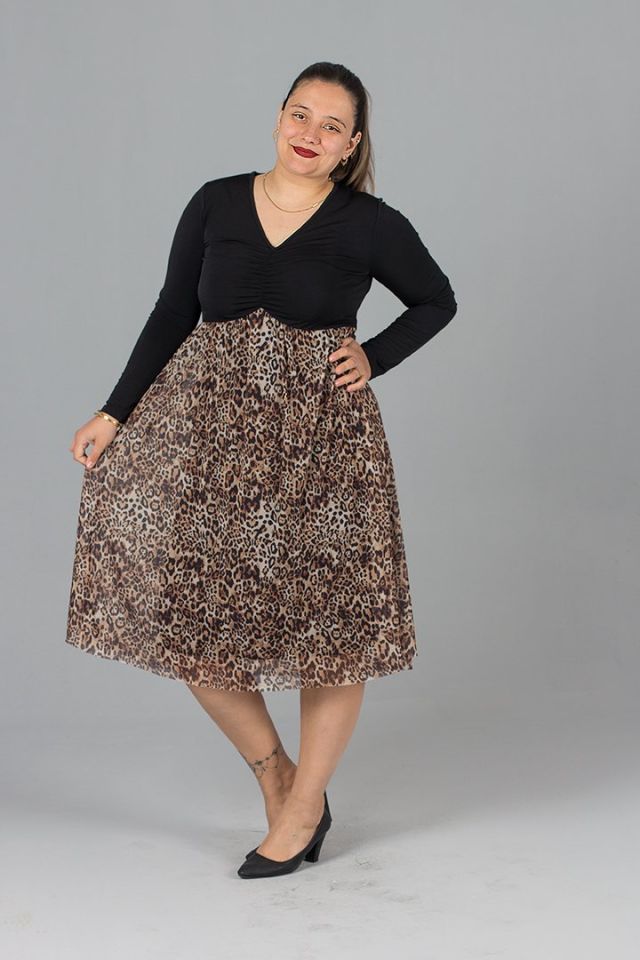 Büyük Beden Üst Candy Kumaş Alt Lepoar Tül Elbise