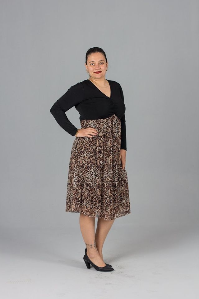 Büyük Beden Üst Candy Kumaş Alt Lepoar Tül Elbise