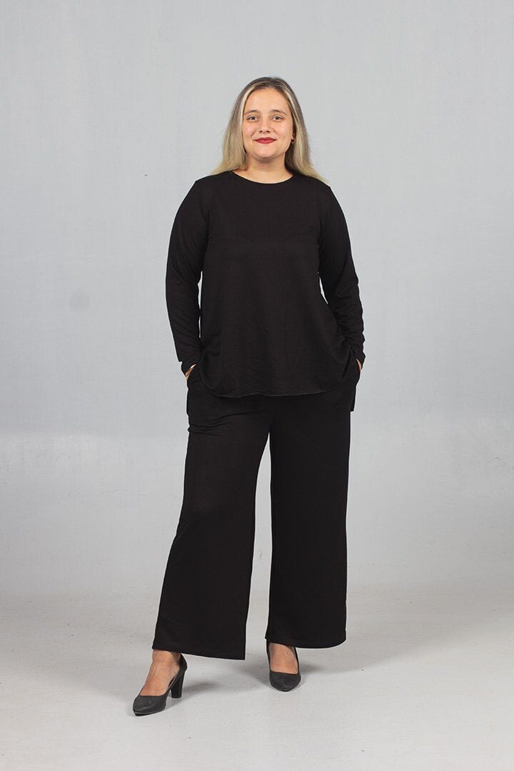 Günlük Şıklık: Siyah Arka Uzun Penye Takım - Likralı 2 İplik Kumaş Kalitesi