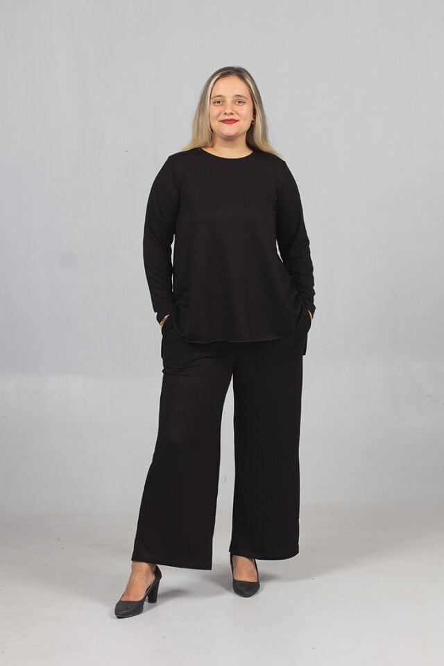 Günlük Şıklık: Siyah Arka Uzun Penye Takım - Likralı 2 İplik Kumaş Kalitesi