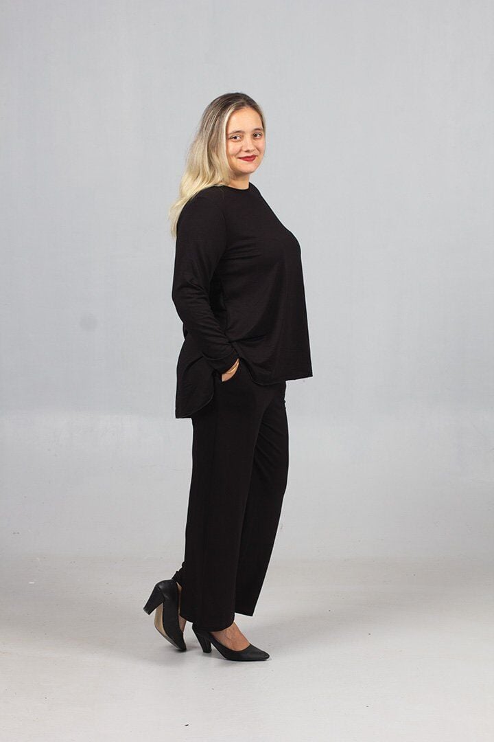 Günlük Şıklık: Siyah Arka Uzun Penye Takım - Likralı 2 İplik Kumaş Kalitesi