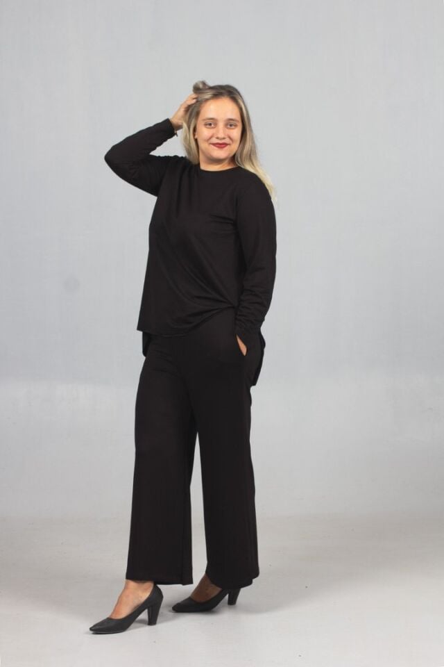 Günlük Şıklık: Siyah Arka Uzun Penye Takım - Likralı 2 İplik Kumaş Kalitesi