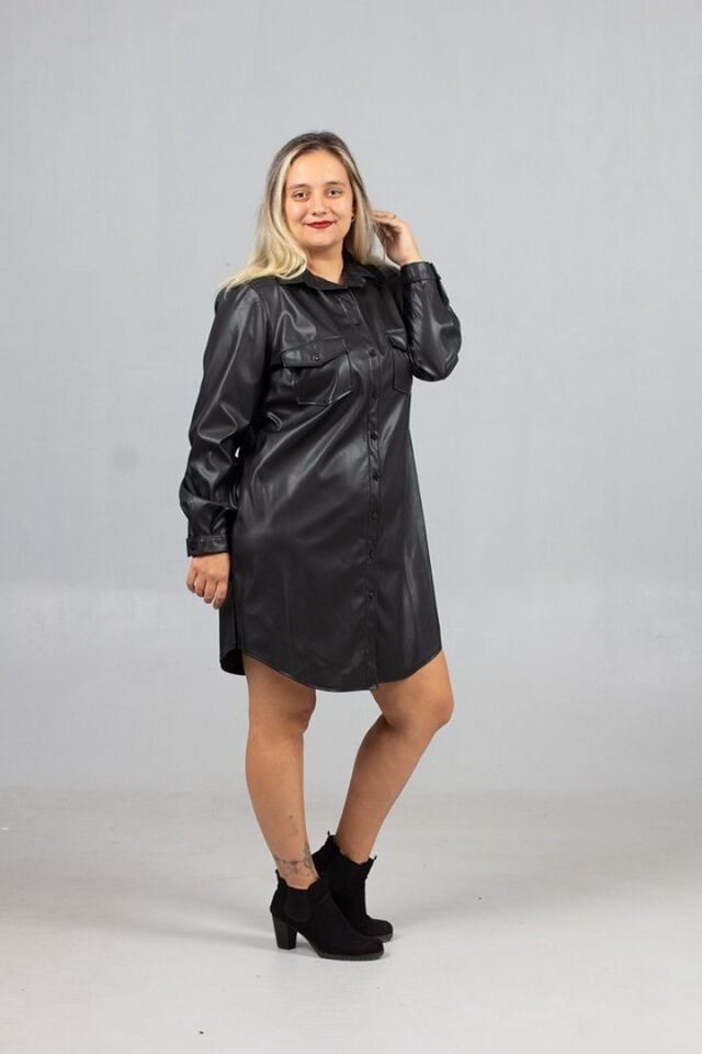 İçi Yünlü Deri Tunik Gömlek – Şık ve Sıcak Tasarım