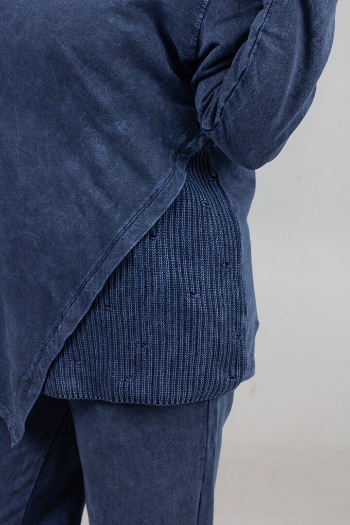 Pamuk Yıkamalı 2 İplik Penye Degaje Yaka Büyük Beden Lacivert Takım