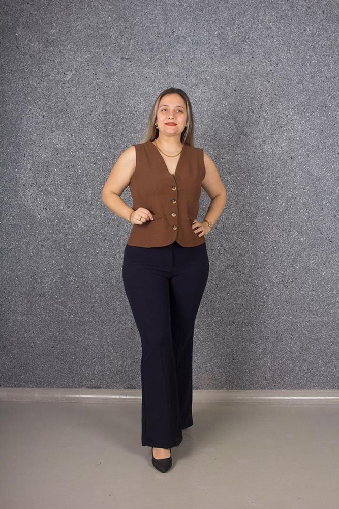 Renkli Büyük Beden Ispanyol Paça Kadın Pantolon