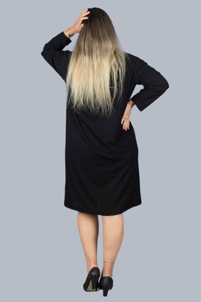 Büyük Beden Gömlek Yaka Krep Kumaş Spor elbise