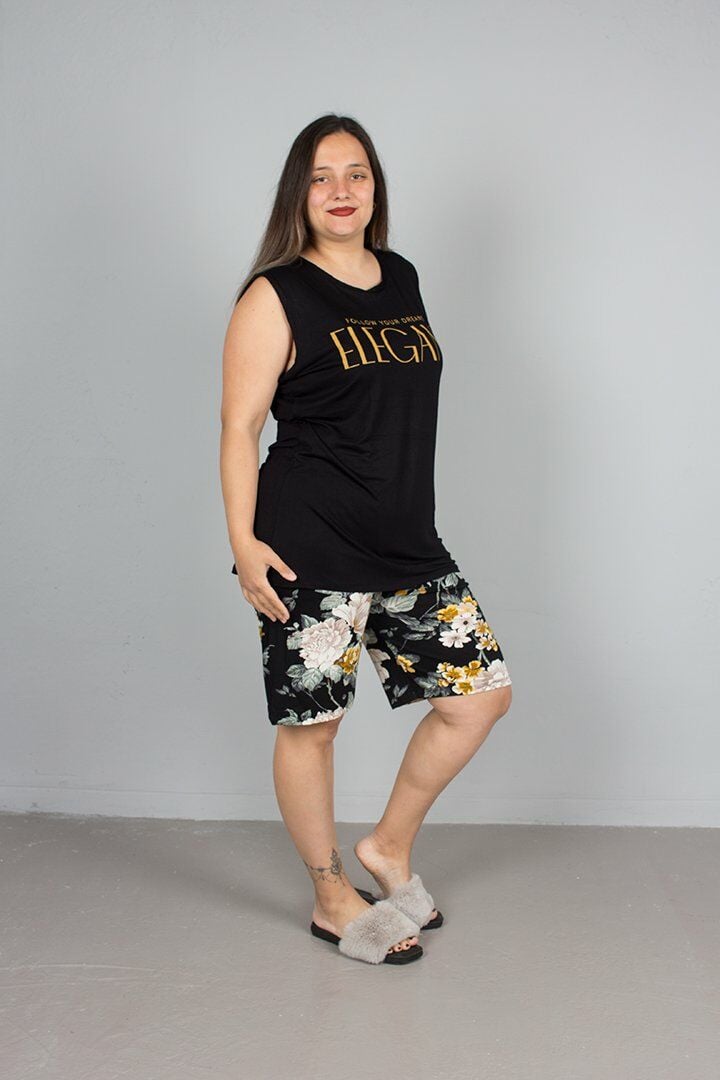 Büyük Beden Kadın Giyim Şortlu Pijama Takım