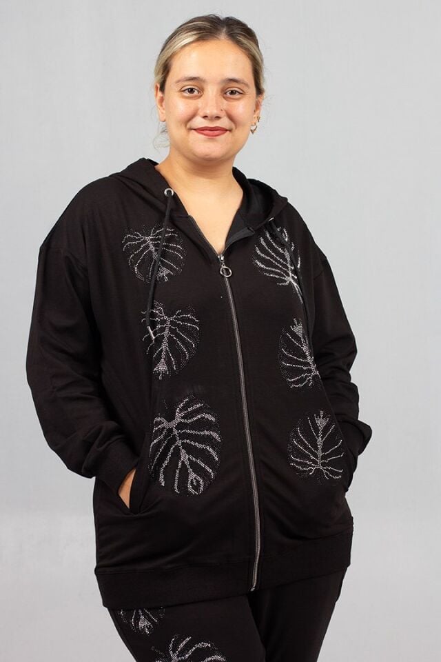 Kadın Taşlı Eşofman Takımı | Büyük Bedenlerde Işıltılı ve Rahat Şıklık