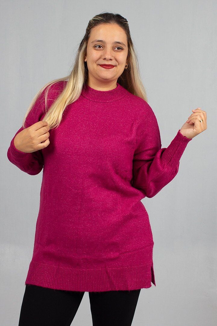 Fuşya Yumoş Triko Büyük Beden Kadın Triko 54 Bedene Kadar – Yumuşacık ve Şık