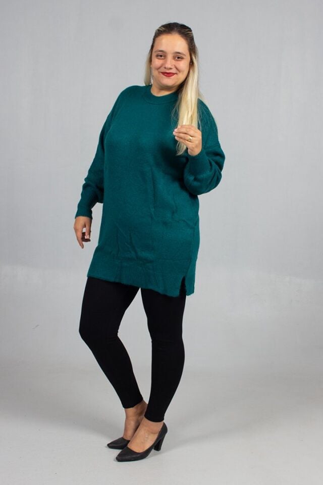 Yeşil Yumoş Triko Büyük Beden Kadın Triko 54 Bedene Kadar