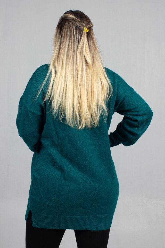 Yeşil Yumoş Triko Büyük Beden Kadın Triko 54 Bedene Kadar