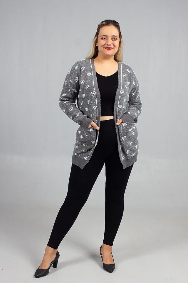 Gri ve Yumuşacık! ''Sakallı'' Triko Hırka