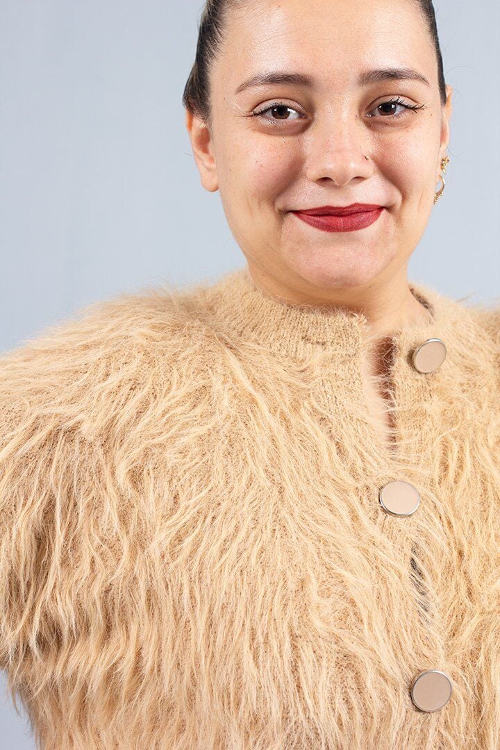 Camel Sakallı Triko Hırka – Yumuşak Dokulu Kadın Hırka