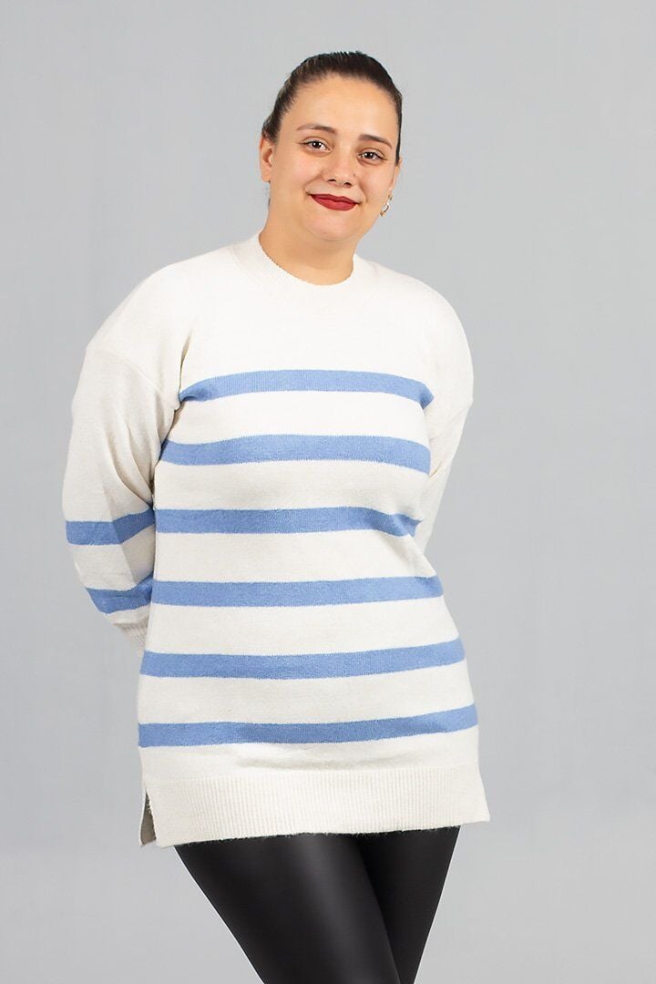 Konfor ve Stili Birleştiren Tasarım: Yan Çizgili Sakallı Triko