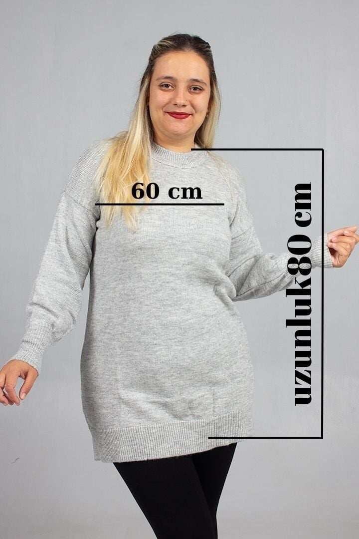 Gri Yumoş Triko Tunik Rahat Yumuşak Dokulu ve Şık Görünüm