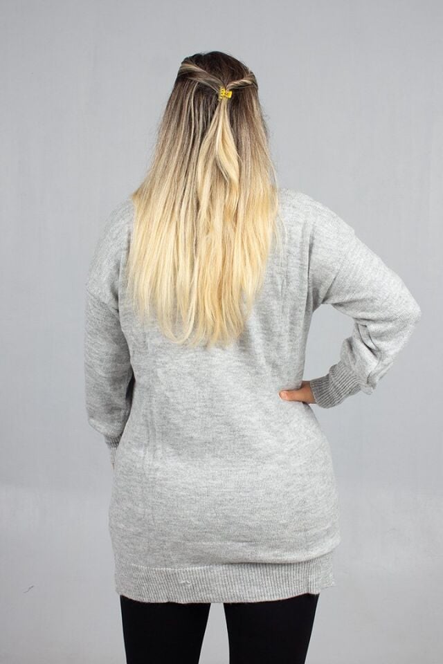 Gri Yumoş Triko Tunik Rahat Yumuşak Dokulu ve Şık Görünüm