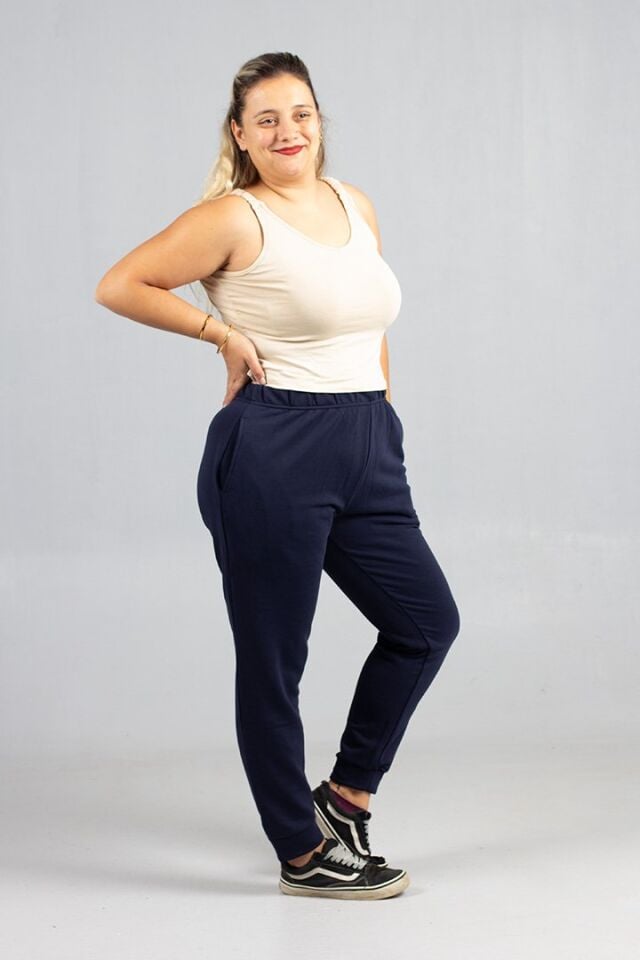 3 İplik Penye Lacivert Eşofman Altı Büyük Beden  | Şardonsuz Rahat Kesim