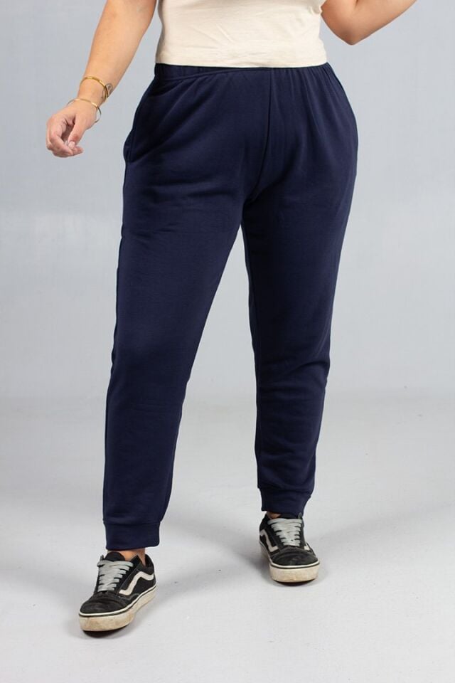 3 İplik Penye Lacivert Eşofman Altı Büyük Beden  | Şardonsuz Rahat Kesim