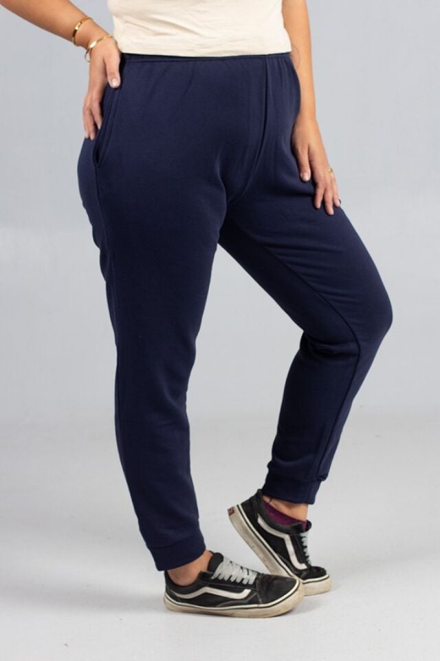 3 İplik Penye Lacivert Eşofman Altı Büyük Beden  | Şardonsuz Rahat Kesim