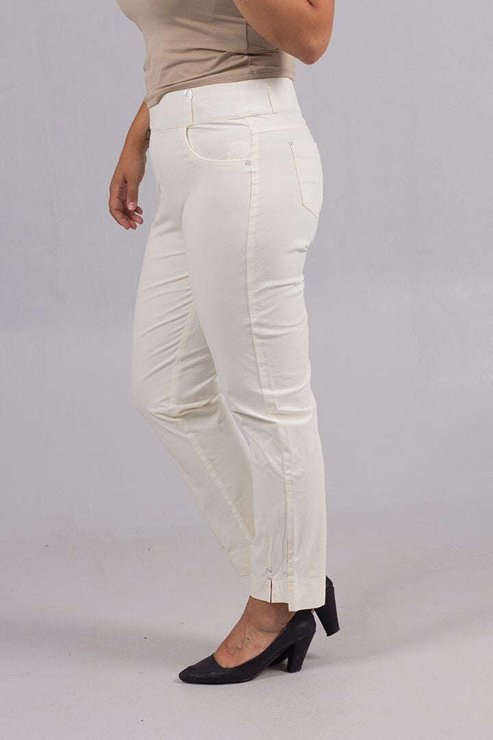 Ekru Keten Likralı Pamuklu Rahat Kesim Pantolon – 42-56 Beden Arası Büyük Konfor!