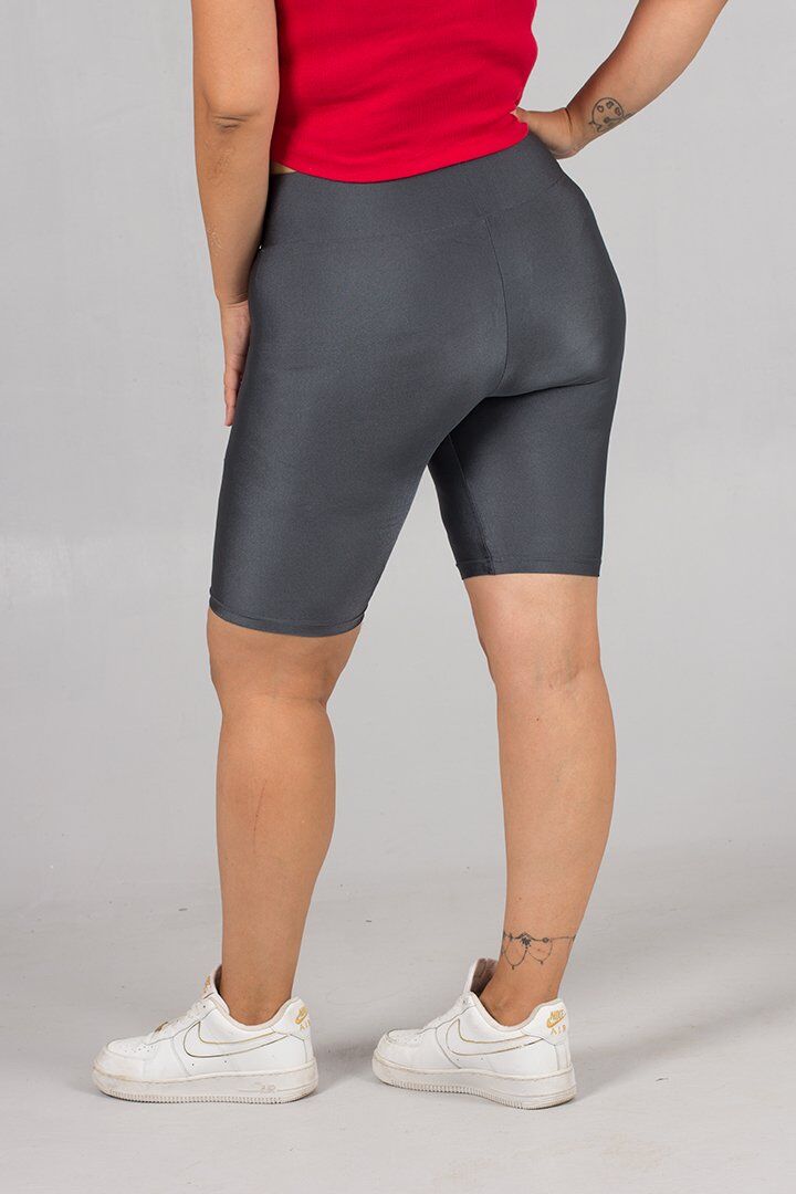 Parlak Büyük Beden Gri Disko Tayt