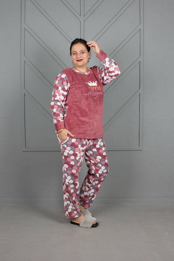 Büyük Beden Desenli Velsoft Takım