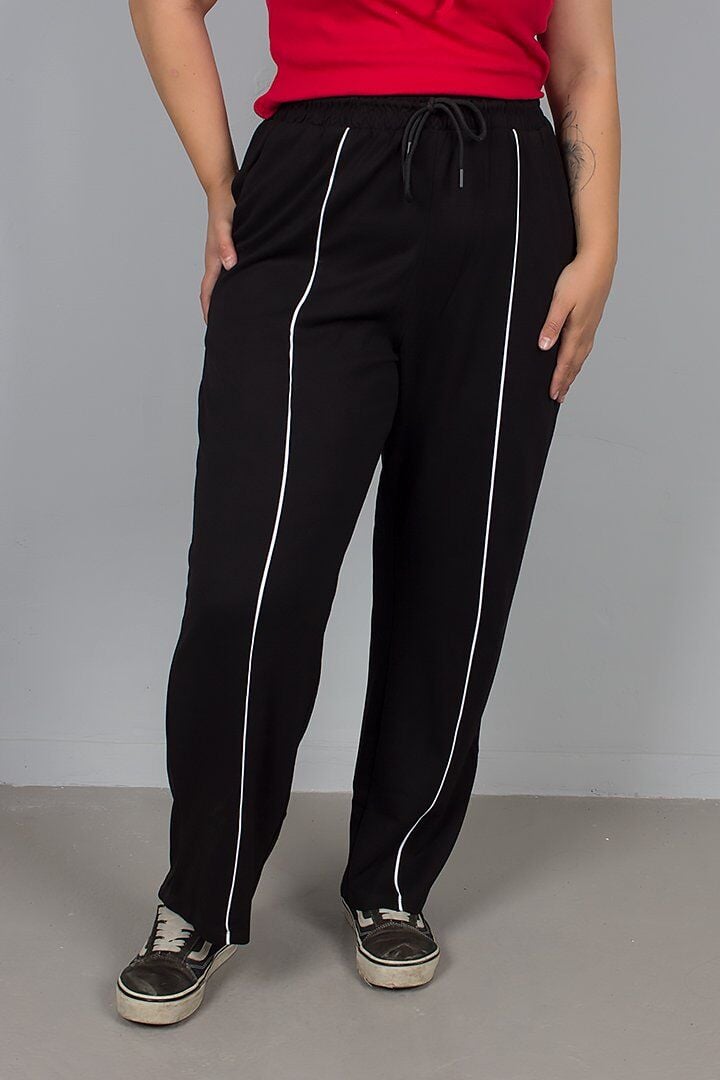 Büyük Beden Önden Çizgili Osyho Kumaş Pantolon | 46-58 Beden