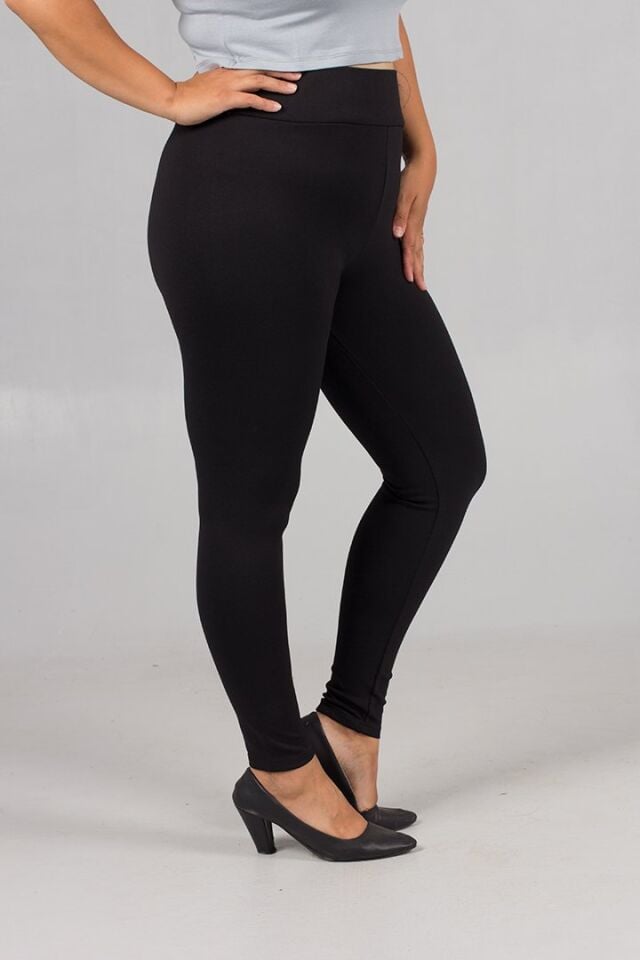 Büyük Beden Toparlayıcı Yüksek Bel Siyah Tayt
