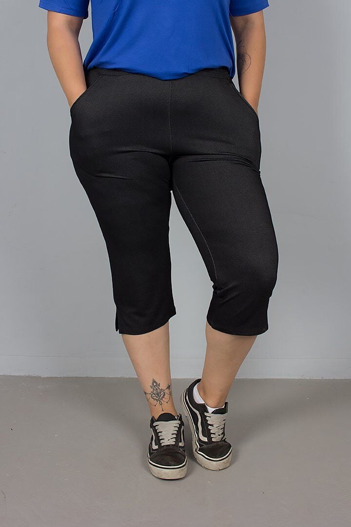 Gün Boyu Seninle! Büyük Beden Kot Görünümlü Penye Kapri