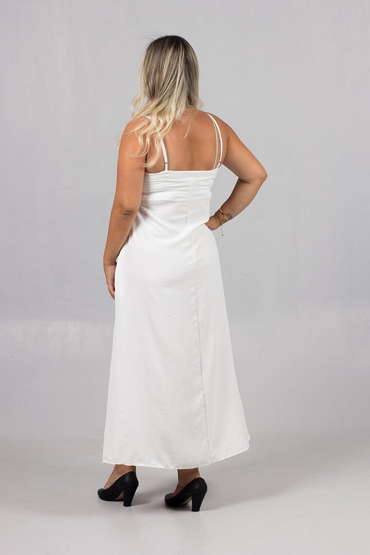 Ayarlanabilir Askılı Büyük Beden Beyaz Elbise