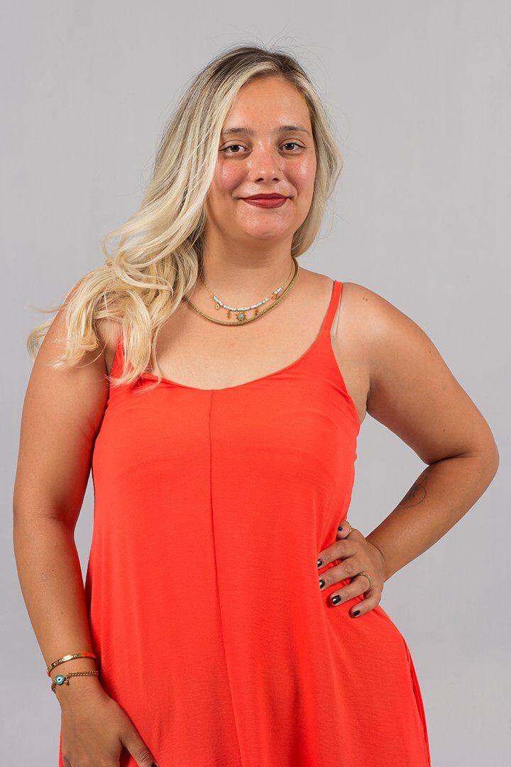 Büyük Beden Turuncu Ayarlanabilir Askılı Krep Elbise