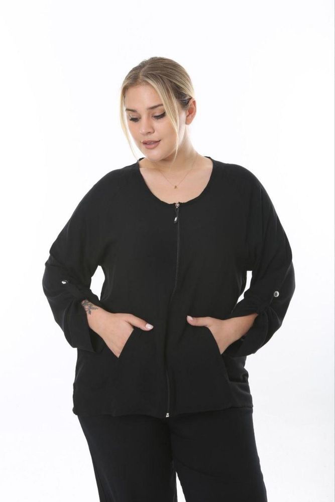 Büyük Beden Dokuma Alt Üst Takım Fermuaelı Çok Renkli Tk306