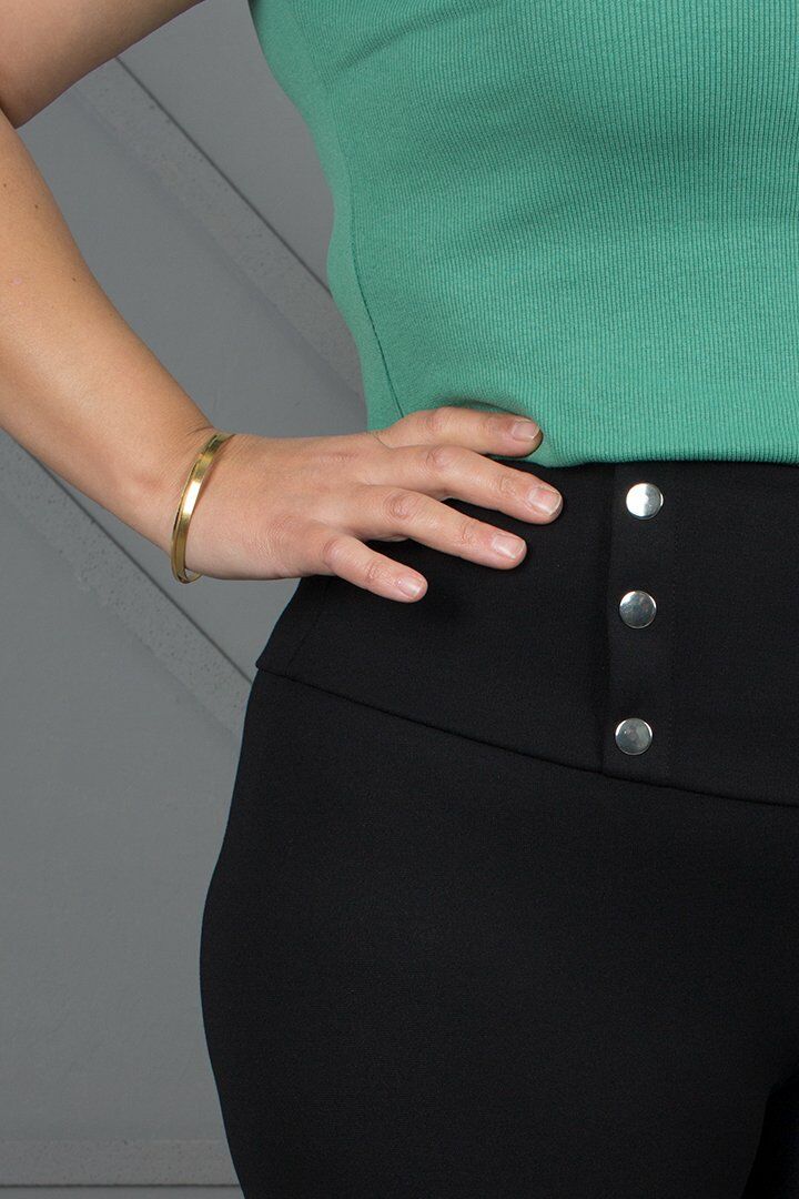 Büyük Beden Düğmeli Topaarlayıcı Yüksek Bel Tayt