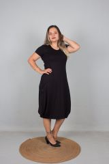Büyük Beden Kadın Giyim Şalvar Model Elbise siyah - M