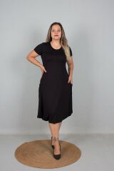Büyük Beden Kadın Giyim Şalvar Model Elbise siyah - S