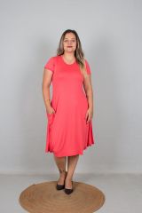 Büyük Beden Kadın Giyim Şalvar Model Elbise Pembe - S