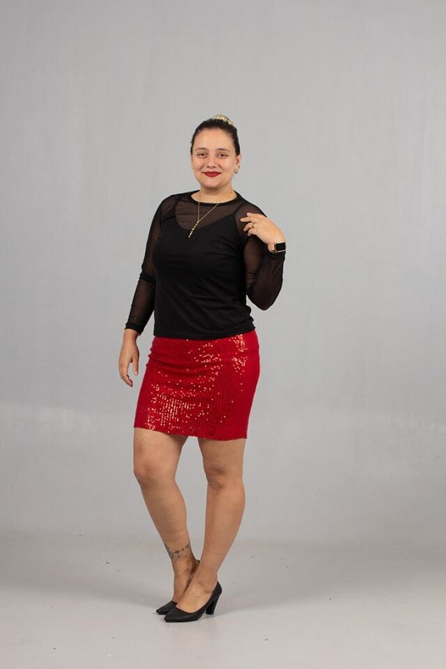 Siyah Büyük Beden Tül Bluz ve Askılı Atlet İkili Takım - Zamansız Şıklık