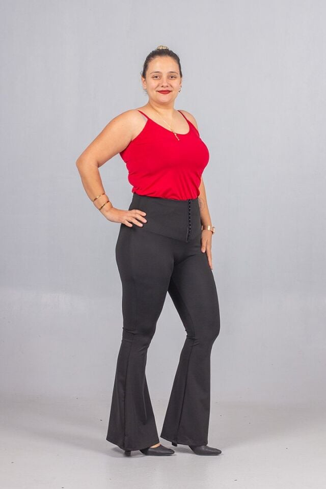 Büyük Beden Korse Kancalı İspanyol Paça Tayt