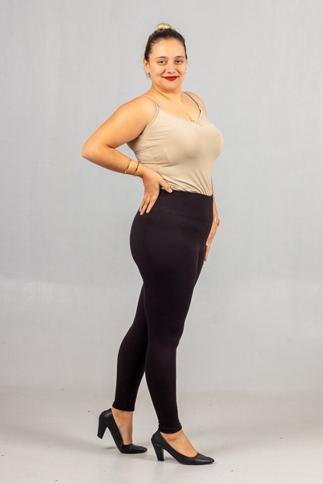 Büyük Beden Fitilli Şardonlu Tayt Sıcak Tutan Yumuşacık Dokulu