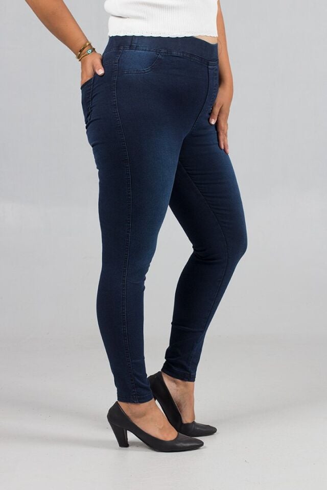 Arka Cepli, Likralı ve Büyük Beden Tayt Kot Lacivert Pantolon