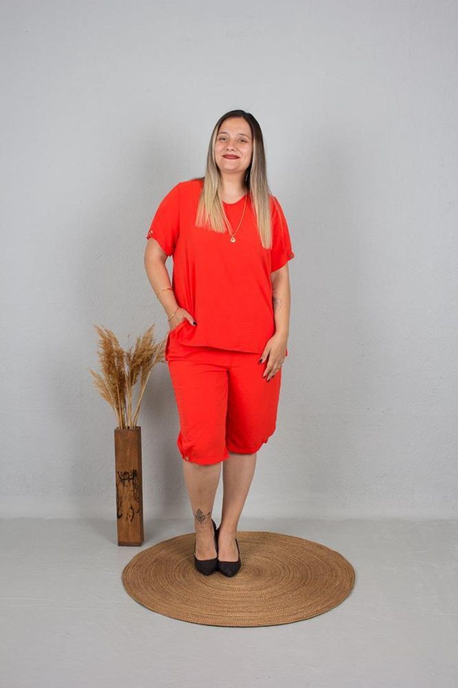 Truvaxxl Kadın Giyim Dokuma Kaprili Takım Renkli Tk332