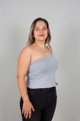 Büyük Beden Kadın Giyim Tek Omuz Body Bluz gri - 54