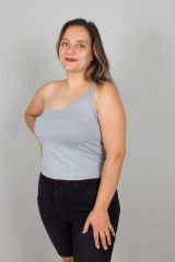 Büyük Beden Kadın Giyim Tek Omuz Body Bluz gri - 54