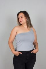 Büyük Beden Kadın Giyim Tek Omuz Body Bluz gri - 54