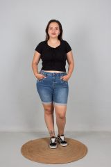 Büyük Beden Kadın Giyim Ön Büzgülü Fitilli Body Bluz siyah - 46