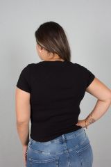 Büyük Beden Kadın Giyim Ön Büzgülü Fitilli Body Bluz siyah - 46