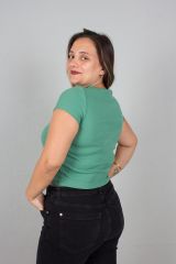 Büyük Beden Kadın Giyim Ön Büzgülü Fitilli Body Bluz yeşil - 48