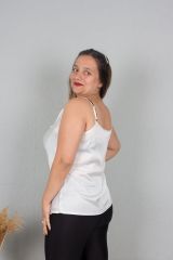Büyük Beden Saten Degaje Yaka Bluz Renkli B109
