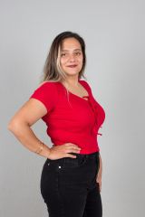 Büyük Beden Kadın Giyim Ön Büzgülü Fitilli Body Bluz Kırmızı - 52